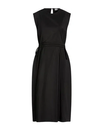 Moncler Woman Midi Dress Black Size M Cotton