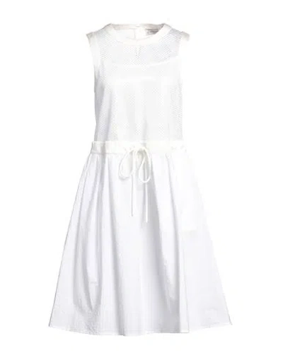 Moncler Woman Midi Dress White Size 6 Cotton, Polyester