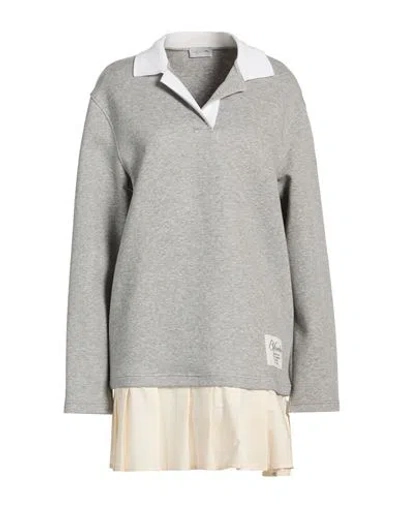 Moncler Woman Mini Dress Grey Size M Cotton, Polyamide, Polyester In Gray