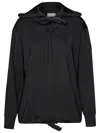 Moncler Drawstring Hoodie Ribbed Cuffs In Black