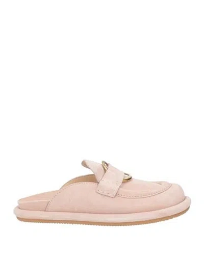 Moncler Bell Suede Mules In 粉色