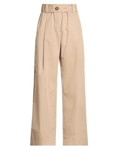Moncler Woman Pants Beige Size 6 Cotton, Polyester In Brown