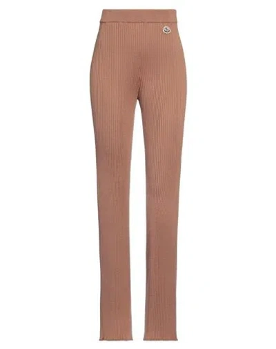 Moncler Woman Pants Camel Size S Acrylic, Virgin Wool In Beige