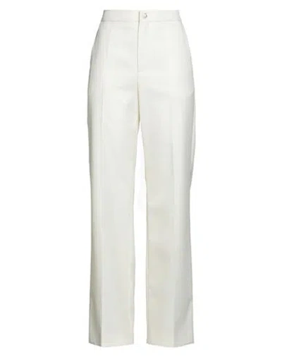 Moncler Woman Pants Cream Size 6 Polyester, Virgin Wool In White