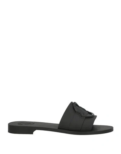 Moncler Woman Sandals Black Size 8 Rubber