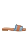 Moncler Bell Denim Slides In Blue