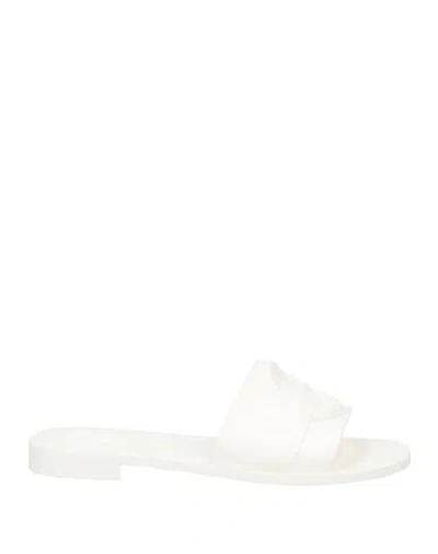 Moncler Flat Rubber Sole Slides In White