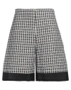 Moncler Cotton Blend Tweed Shorts With Fringed Hem In Black