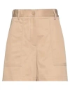 Moncler Logo-patch Garbadine Shorts In Beige