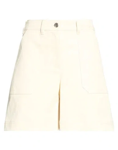 Moncler Woman Shorts & Bermuda Shorts Ivory Size 2 Cotton, Elastane In White