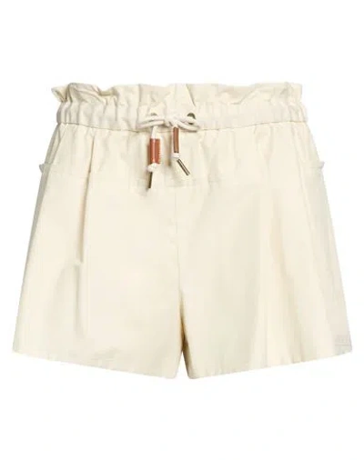 Moncler Woman Shorts & Bermuda Shorts Ivory Size 6 Cotton, Polyamide In White
