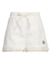 Moncler Logo Patch Tweed Shorts In White