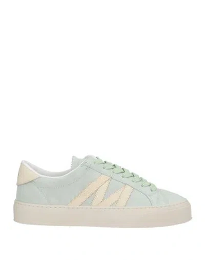 Moncler Woman Sneakers Light Green Size 9 Leather In Blue