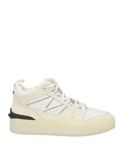 Moncler Woman Sneakers White Size 8 Leather, Textile Fibers