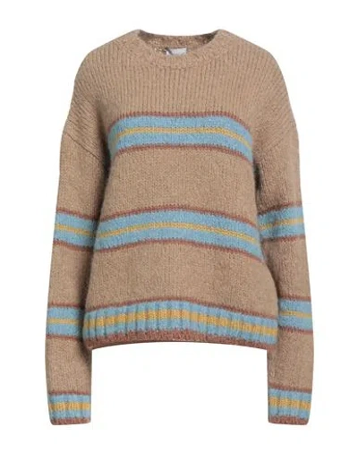 Moncler Woman Sweater Beige Size M Alpaca Wool, Polyamide, Wool, Mohair Wool In Sand
