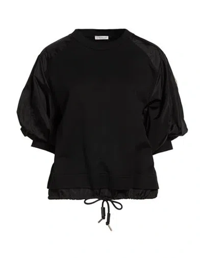 Moncler Woman Sweatshirt Black Size M Cotton, Polyamide