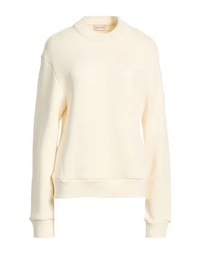 Moncler Woman Sweatshirt Cream Size M Cotton, Polyamide In White