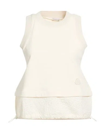 Moncler Woman Sweatshirt Ivory Size M Cotton, Polyamide, Polyester In White