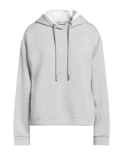 Moncler Woman Sweatshirt Light Grey Size S Cotton, Polyester, Metallic Fiber