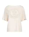 Moncler Woman T-shirt Cream Size M Cotton In White