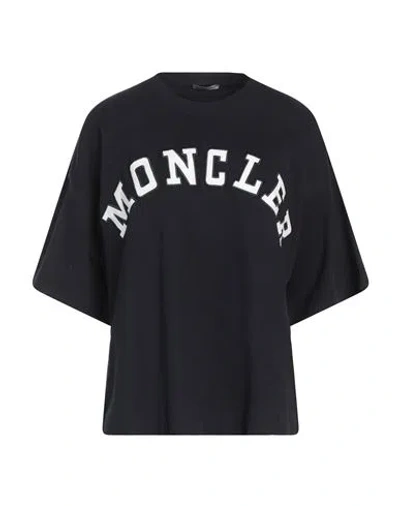 Moncler Woman T-shirt Midnight Blue Size M Cotton In Black