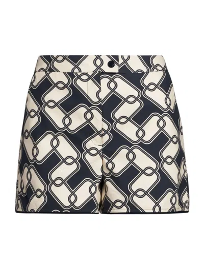 Moncler Women's Abstract Cotton Shorts In Blue