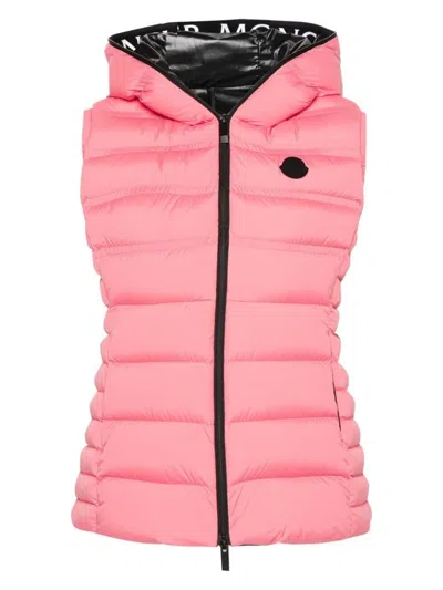 Moncler Quilted Padded Gilet In Nude & Neutrals