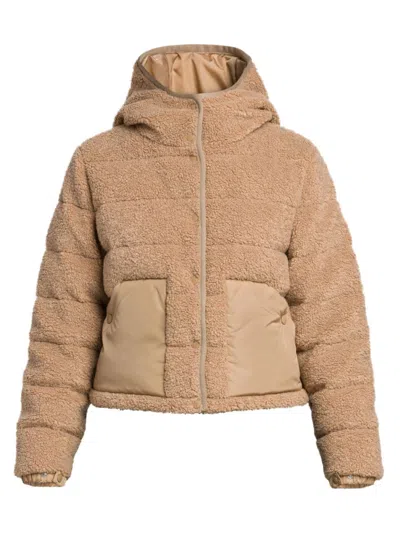 Moncler Audrieu Shell-trimmed Fleece Jacket In Beige