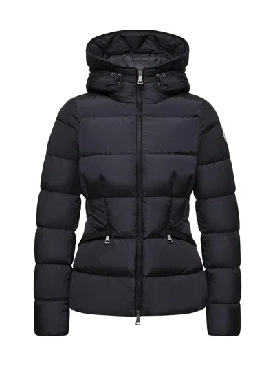 Moncler Avoce Hooded Short Down Jacket In Blue