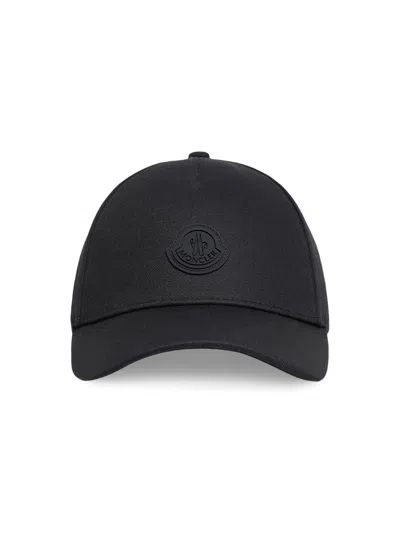 Moncler Adjustable Cotton Lined Hat With Rubber Logo Patch In Black