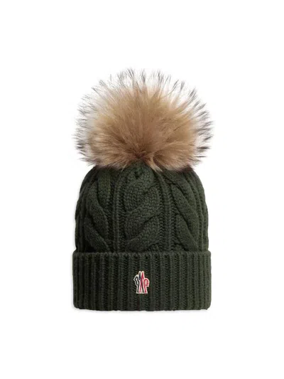 Moncler Women's Beanie Hat In Wool And Cashmere In Green
