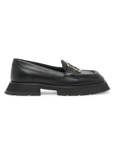 Moncler Women's Bell Leather Loafers In Black
