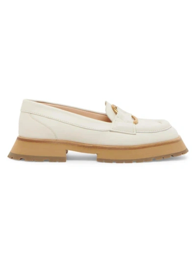 Moncler Women's Bell Leather Loafers In White