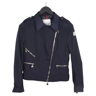 Pre-owned Moncler Women's Biker Jacket 2000s Medium Black Polyamide Outerwear