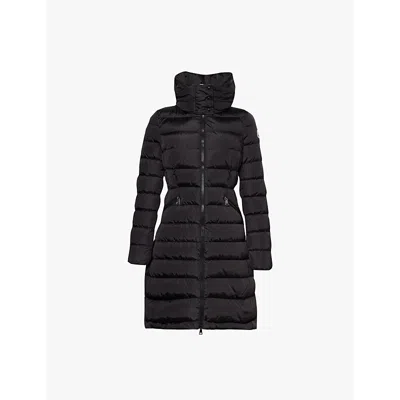 Moncler Womens Black Flammette Brand-patch Slim-fit Shell-down Jacket