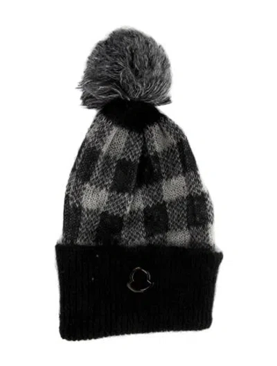 Pre-owned Moncler Women's Black Gey  Knit Beanie In Multi