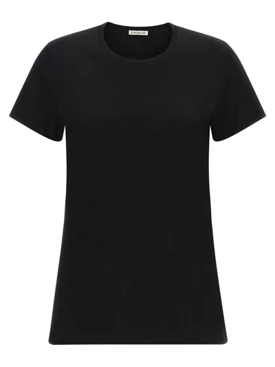 Moncler Cotton Ribbed Crewneck Short-sleeve T-shirt In Black