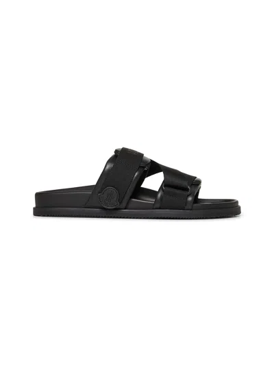 Moncler Women Black Nappa Leather Mon Summer Sliders
