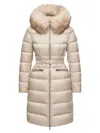 Moncler Boedic Hooded Shearling-trimmed Long Down Jacket