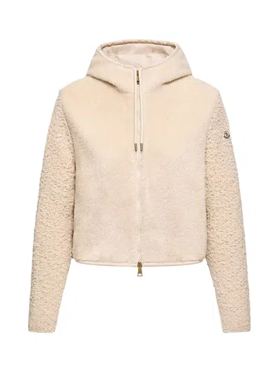 Moncler Women Boucle Teddy Cardigan Ivory In Neutral