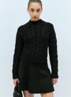 Moncler Embroidered Mohair Blend Sweater In Black