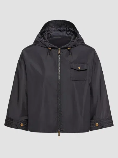 Moncler Women's Cape With Hood In Blue