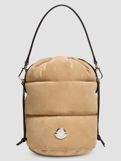 Moncler Women's Caradoc Bucket Bag In Suede In Beige