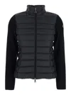 Moncler Women Black Down Filled Cardigan With High Neck And Logo Patch On The Sleeve In Tech Fabric  In Black