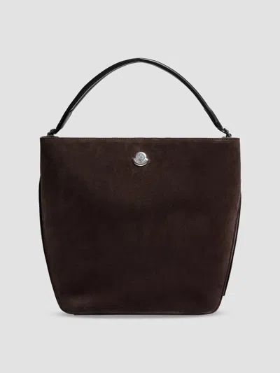Moncler Women's Carlo Crossbody Bag In Suede In Dark Brown
