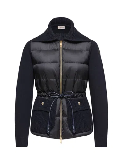 Moncler Women Cashmere Blend Cardigan Navy In Black
