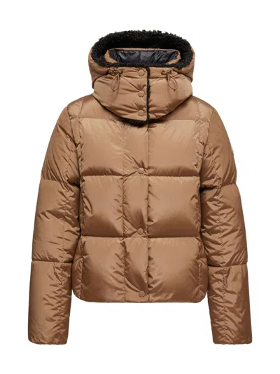 Moncler Doudoune À Matelassage Carré À Capuche Castelnou In Brown