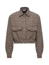 Moncler Check Wool Blend Long-sleeved Shirt Clothing In Brown