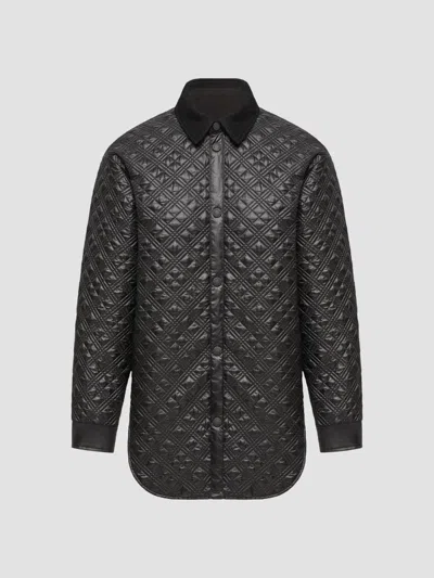 Moncler Women's Corduroy-trimmed Down-filled Shacket In Black