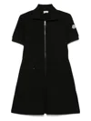 Moncler Cotton Blend Polo Dress With Front Zip And Signature Compass Motif In Black